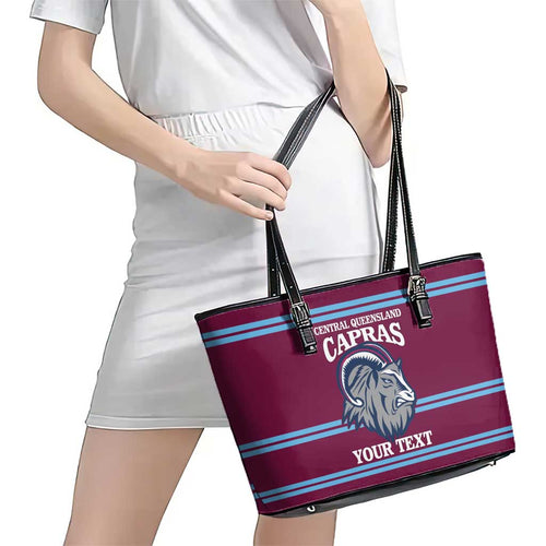 Central Queensland Rugby Custom Leather Tote Bag Go Capras Sporty Style - Aussie Hoodie