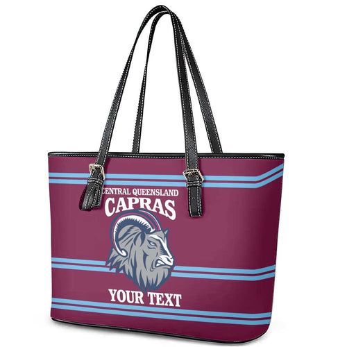 Central Queensland Rugby Custom Leather Tote Bag Go Capras Sporty Style - Aussie Hoodie