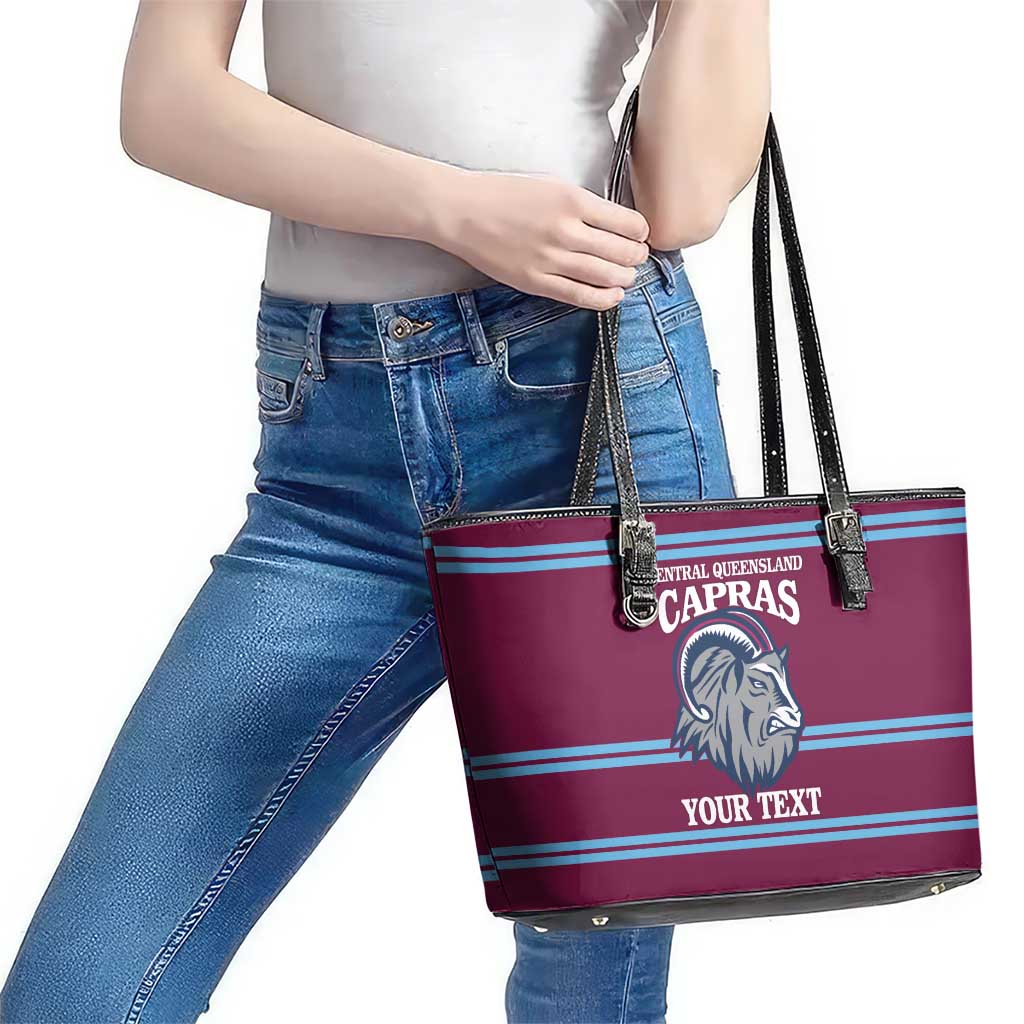 Central Queensland Rugby Custom Leather Tote Bag Go Capras Sporty Style - Aussie Hoodie