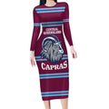 Central Queensland Rugby Custom Long Sleeve Bodycon Dress Go Capras Sporty Style - Aussie Hoodie