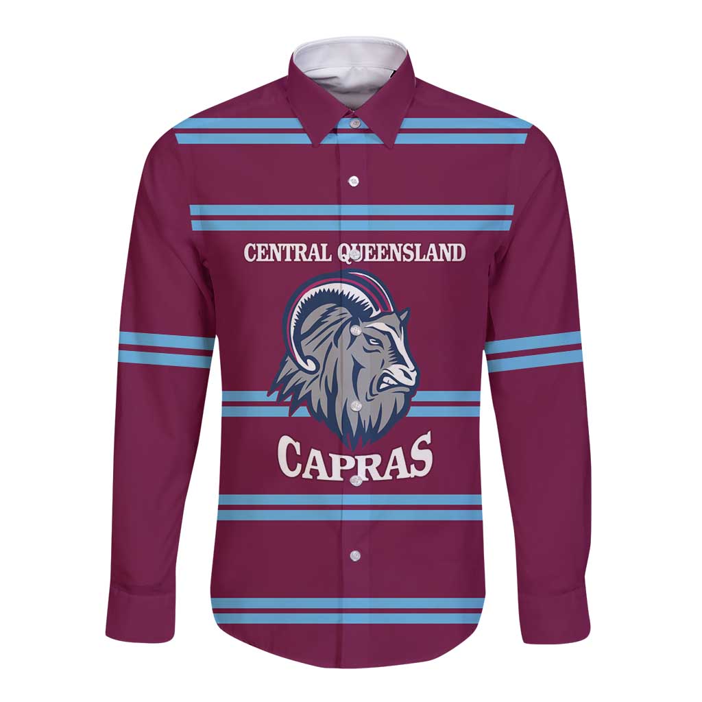 Central Queensland Rugby Custom Long Sleeve Button Shirt Go Capras Sporty Style - Aussie Hoodie