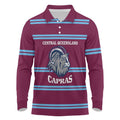 Central Queensland Rugby Custom Long Sleeve Polo Shirt Go Capras Sporty Style - Aussie Hoodie