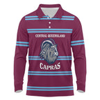 Central Queensland Rugby Custom Long Sleeve Polo Shirt Go Capras Sporty Style - Aussie Hoodie
