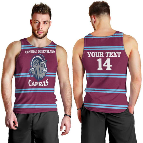 Central Queensland Rugby Custom Men Tank Top Go Capras Sporty Style - Aussie Hoodie