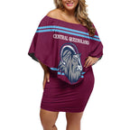 Central Queensland Rugby Custom Off Shoulder Short Dress Go Capras Sporty Style - Aussie Hoodie