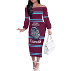 Central Queensland Rugby Custom Off The Shoulder Long Sleeve Dress Go Capras Sporty Style - Aussie Hoodie