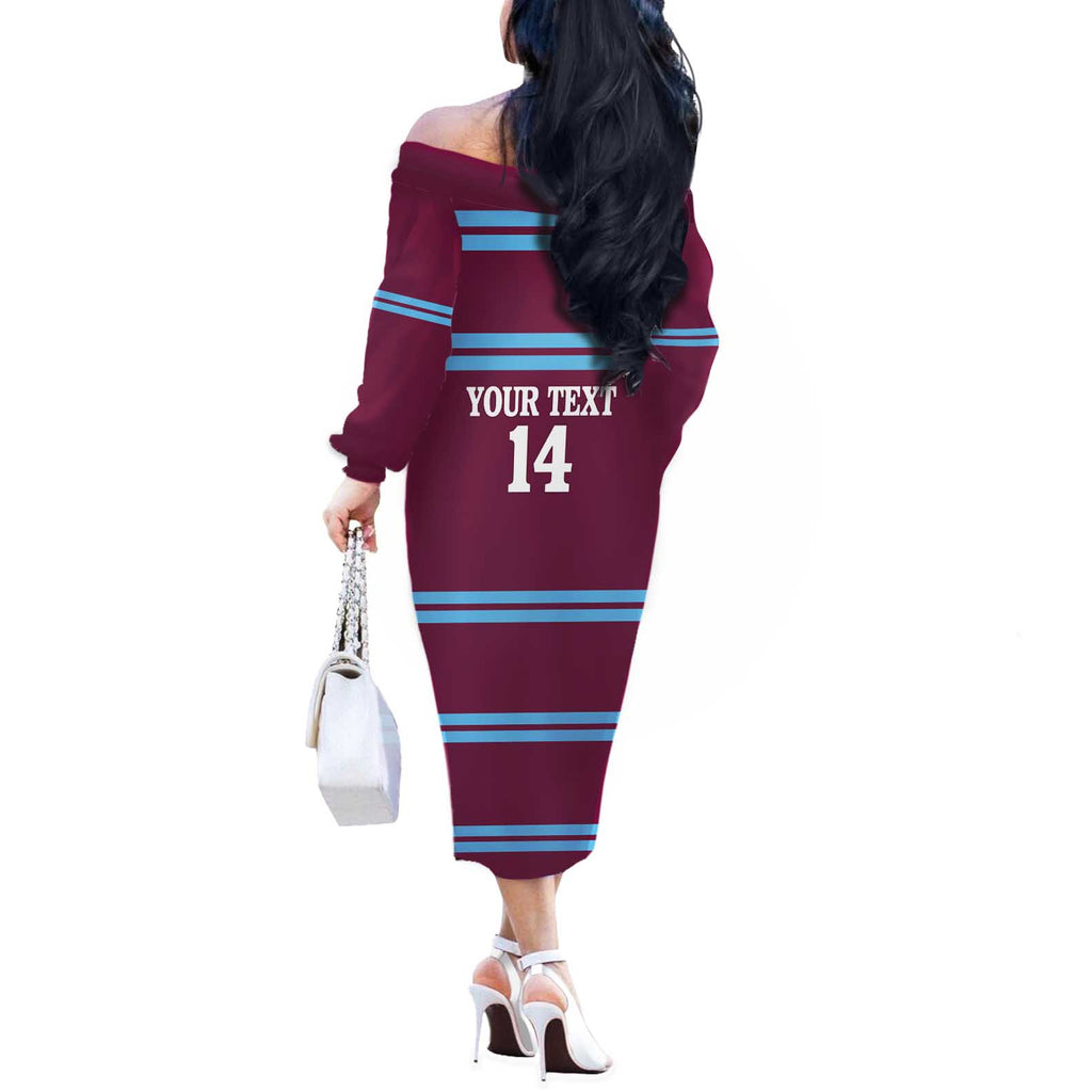 Central Queensland Rugby Custom Off The Shoulder Long Sleeve Dress Go Capras Sporty Style - Aussie Hoodie