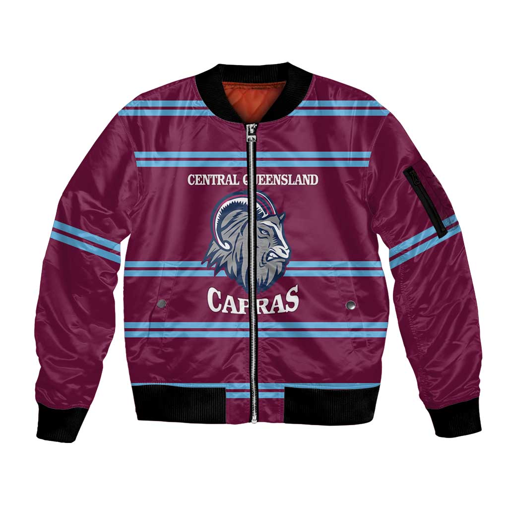 Central Queensland Rugby Custom Sleeve Zip Bomber Jacket Go Capras Sporty Style - Aussie Hoodie