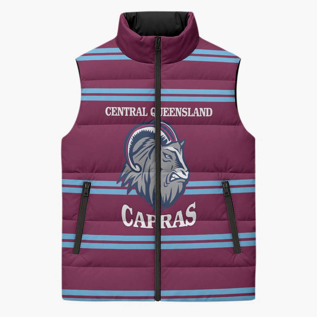 Central Queensland Rugby Custom Sleeveless Puffer Jacket Go Capras Sporty Style - Aussie Hoodie