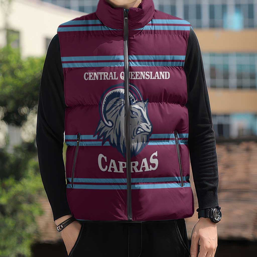 Central Queensland Rugby Custom Sleeveless Puffer Jacket Go Capras Sporty Style - Aussie Hoodie
