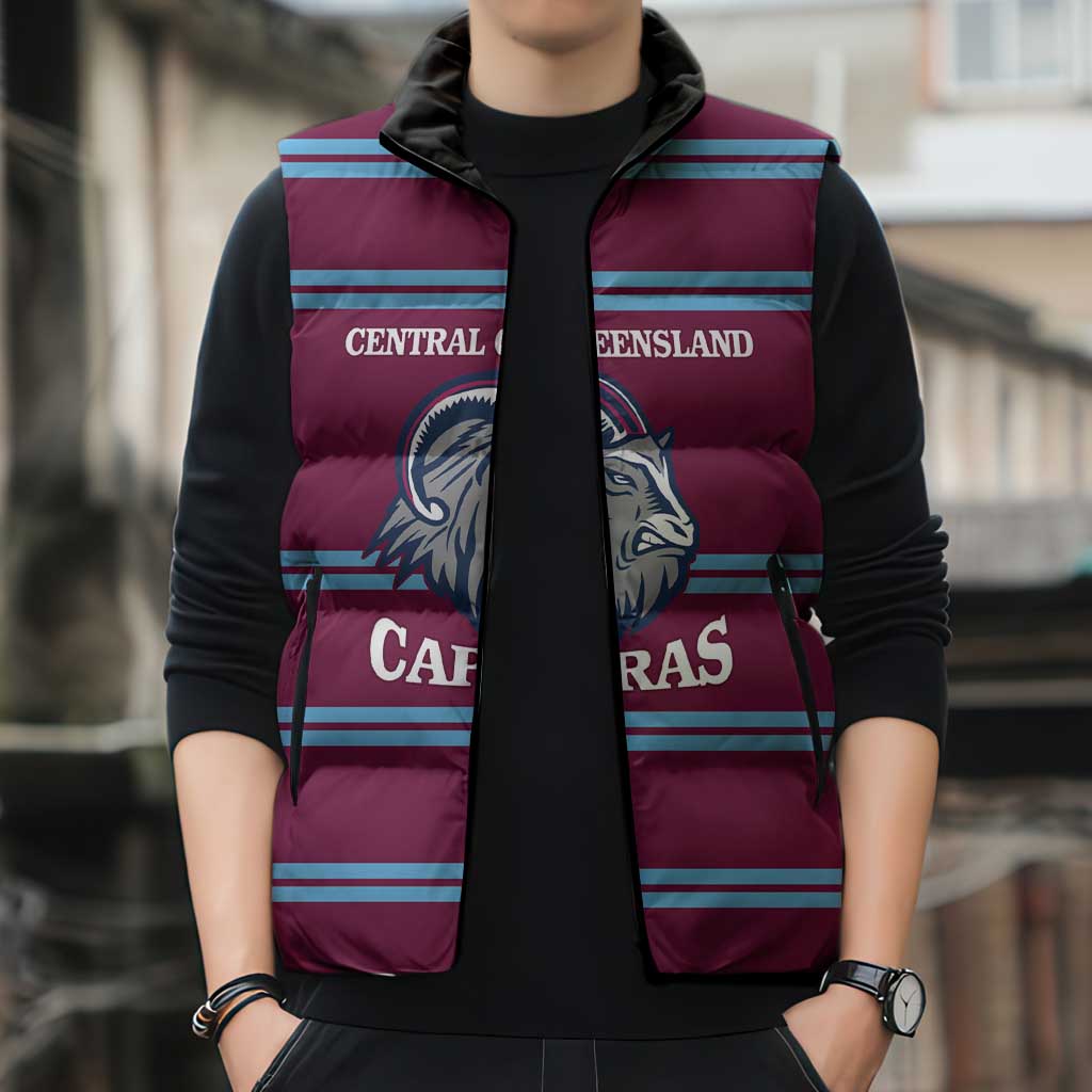 Central Queensland Rugby Custom Sleeveless Puffer Jacket Go Capras Sporty Style - Aussie Hoodie