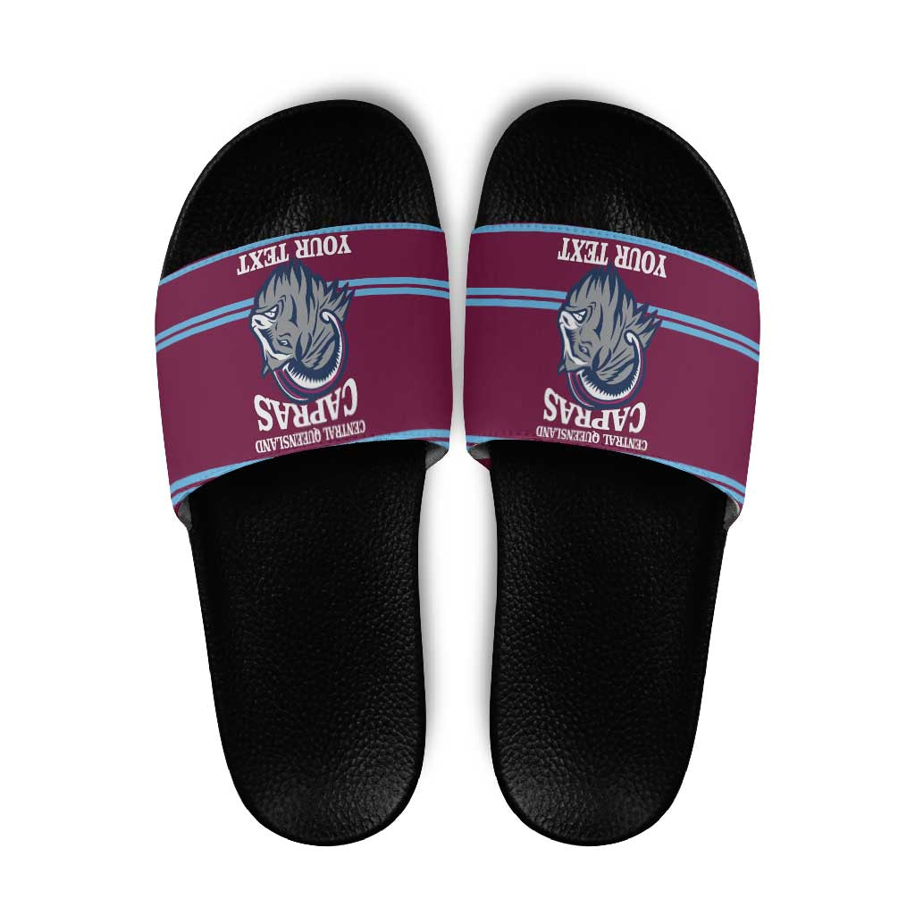Central Queensland Rugby Custom Slide Sandals Go Capras Sporty Style - Aussie Hoodie