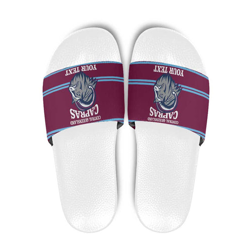 Central Queensland Rugby Custom Slide Sandals Go Capras Sporty Style - Aussie Hoodie