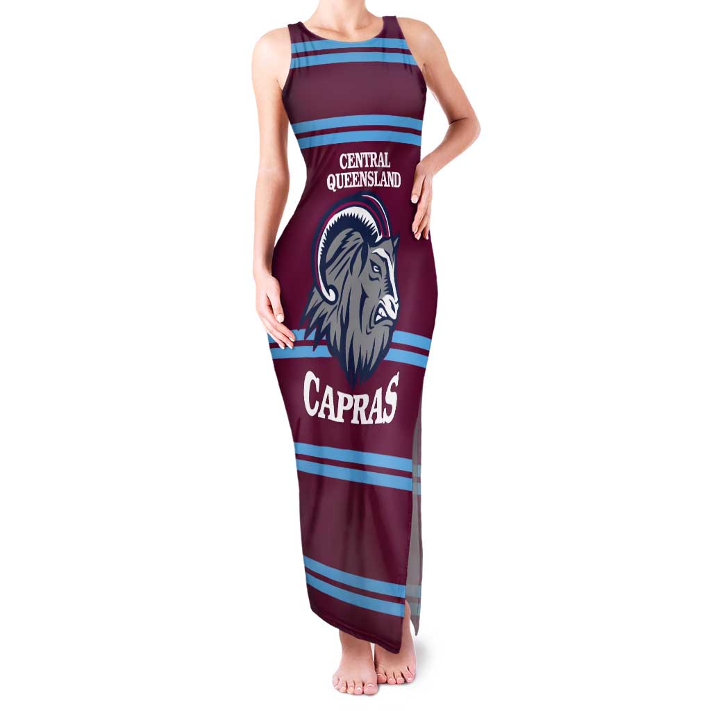Central Queensland Rugby Custom Tank Maxi Dress Go Capras Sporty Style - Aussie Hoodie