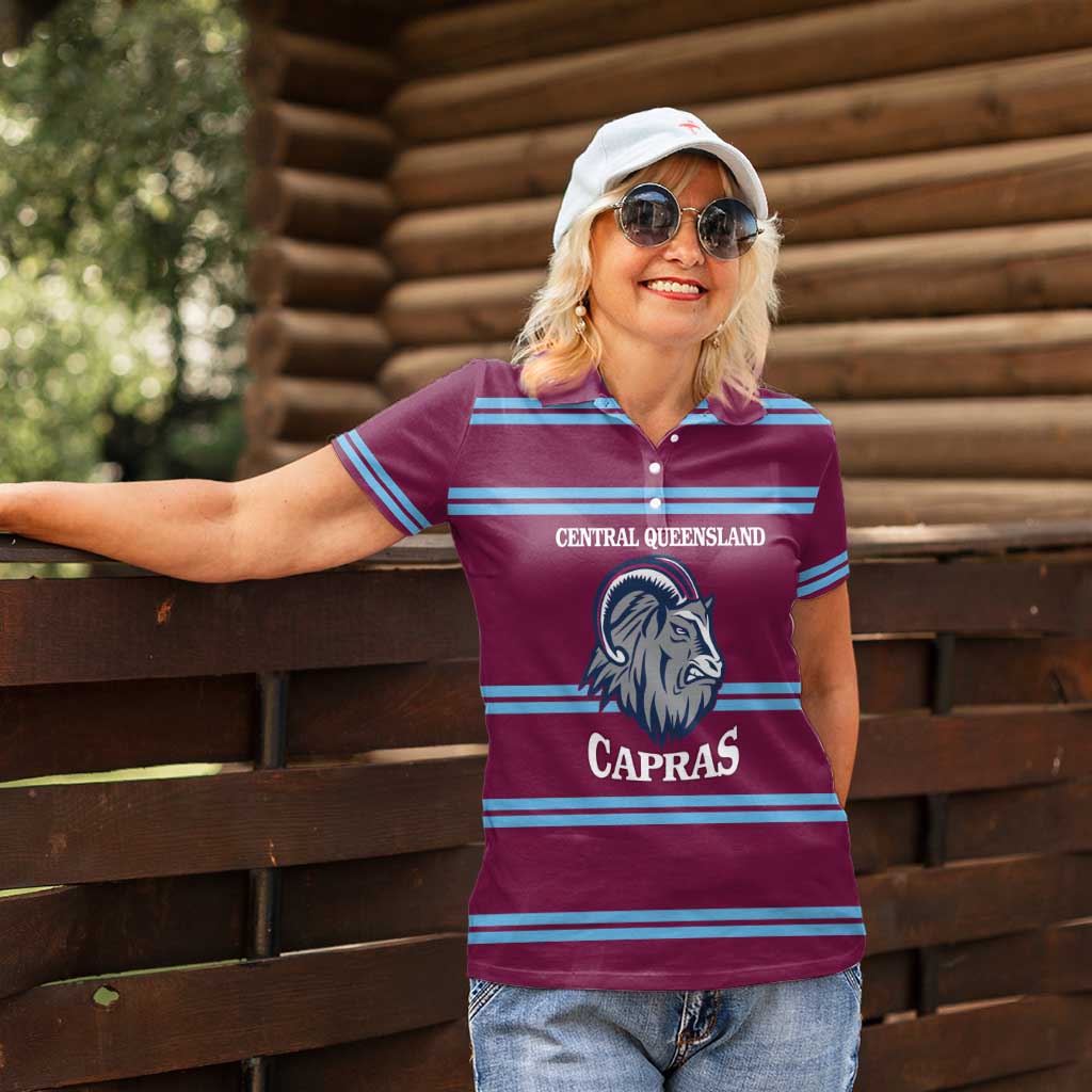 Central Queensland Rugby Custom Women Polo Shirt Go Capras Sporty Style - Aussie Hoodie