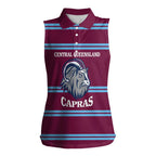 Central Queensland Rugby Custom Women Sleeveless Polo Shirt Go Capras Sporty Style - Aussie Hoodie