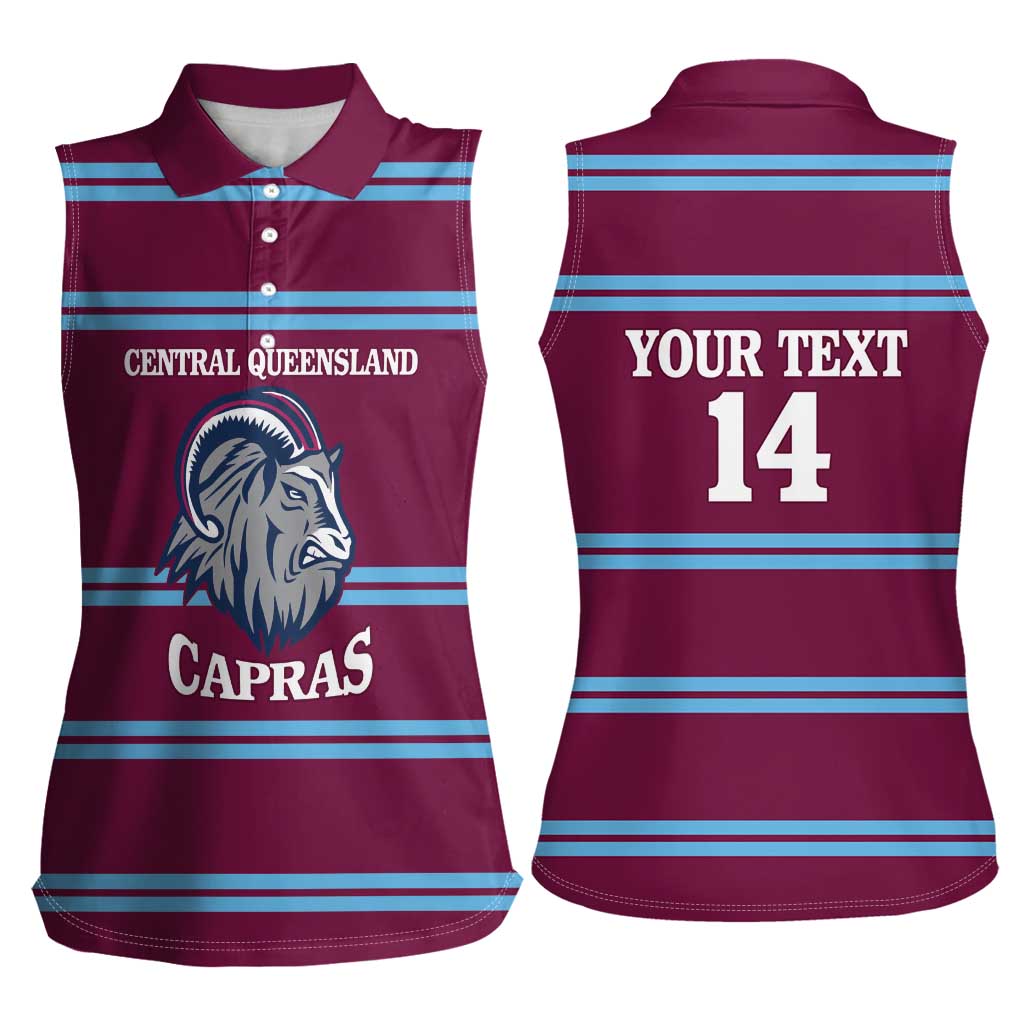 Central Queensland Rugby Custom Women Sleeveless Polo Shirt Go Capras Sporty Style - Aussie Hoodie