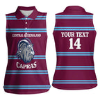 Central Queensland Rugby Custom Women Sleeveless Polo Shirt Go Capras Sporty Style - Aussie Hoodie