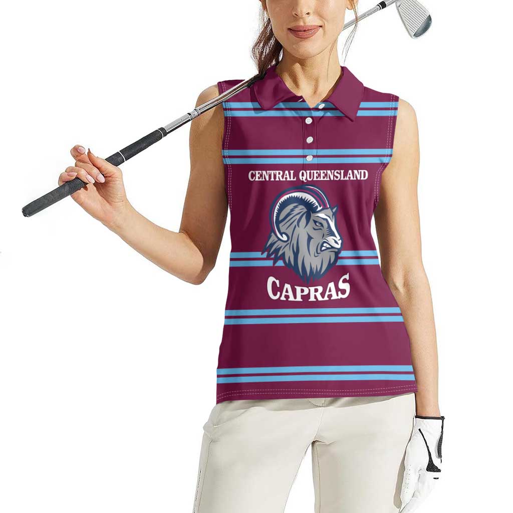 Central Queensland Rugby Custom Women Sleeveless Polo Shirt Go Capras Sporty Style - Aussie Hoodie
