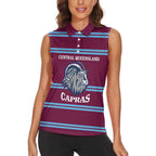 Central Queensland Rugby Custom Women Sleeveless Polo Shirt Go Capras Sporty Style - Aussie Hoodie