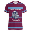 Central Queensland Rugby Custom Women V-Neck T-Shirt Go Capras Sporty Style - Aussie Hoodie