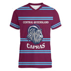 Central Queensland Rugby Custom Women V-Neck T-Shirt Go Capras Sporty Style - Aussie Hoodie