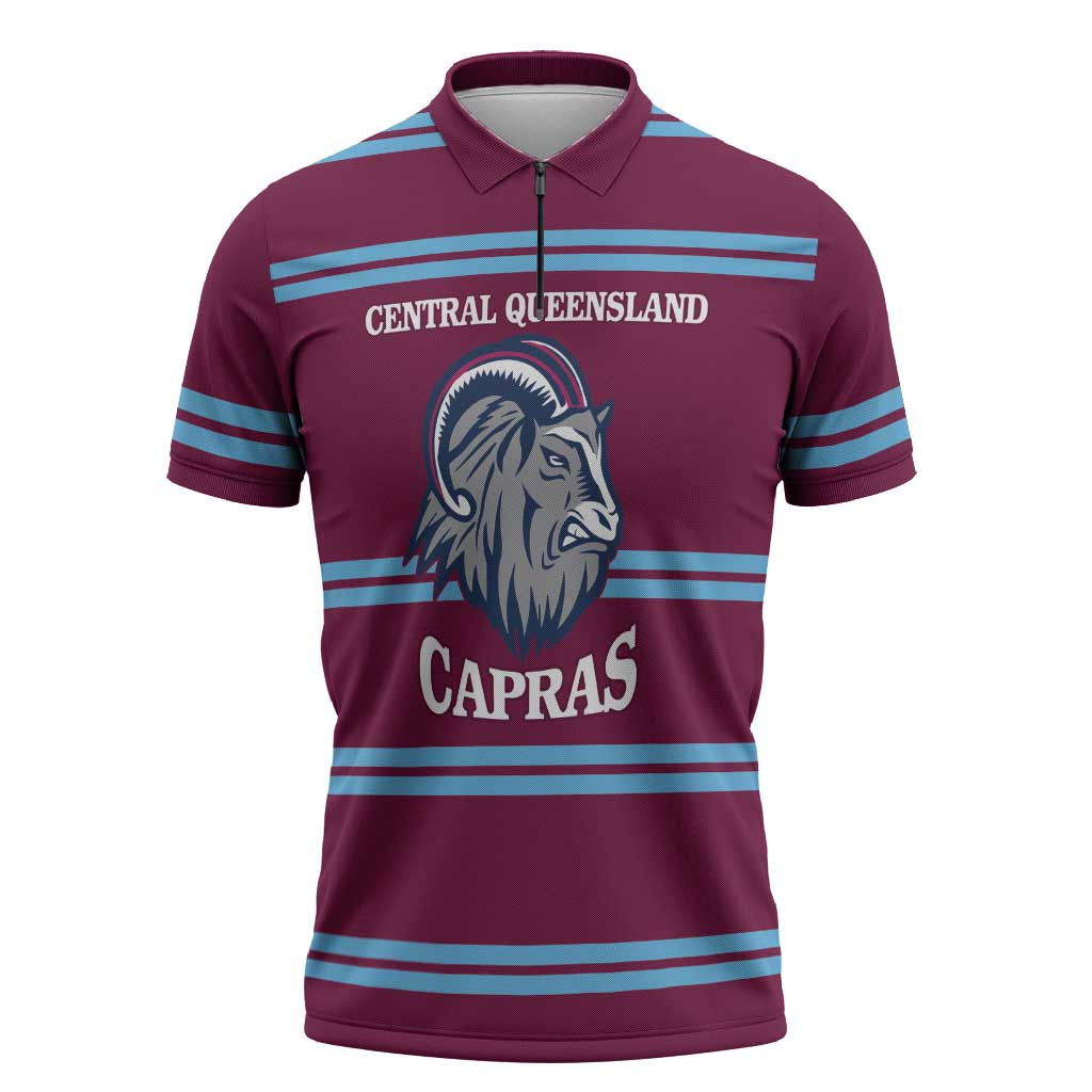 Central Queensland Rugby Custom Zipper Polo Shirt Go Capras Sporty Style - Aussie Hoodie