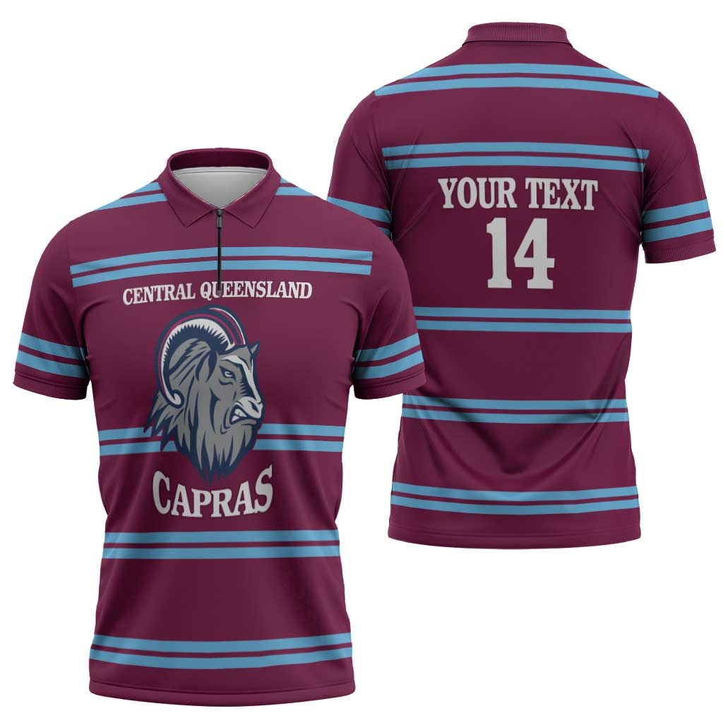 Central Queensland Rugby Custom Zipper Polo Shirt Go Capras Sporty Style - Aussie Hoodie