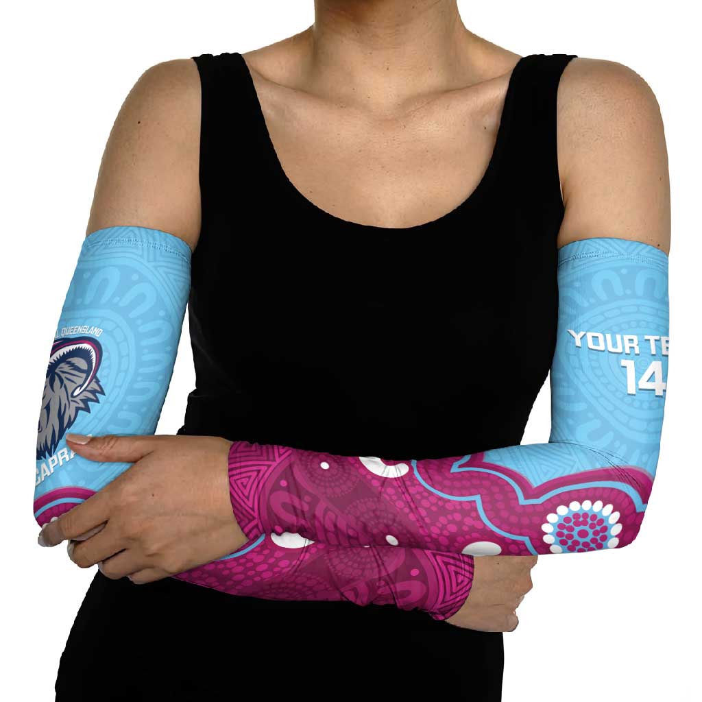Central Queensland Rugby Custom Arm Sleeves Go Capras Aboriginal Art - Aussie Hoodie