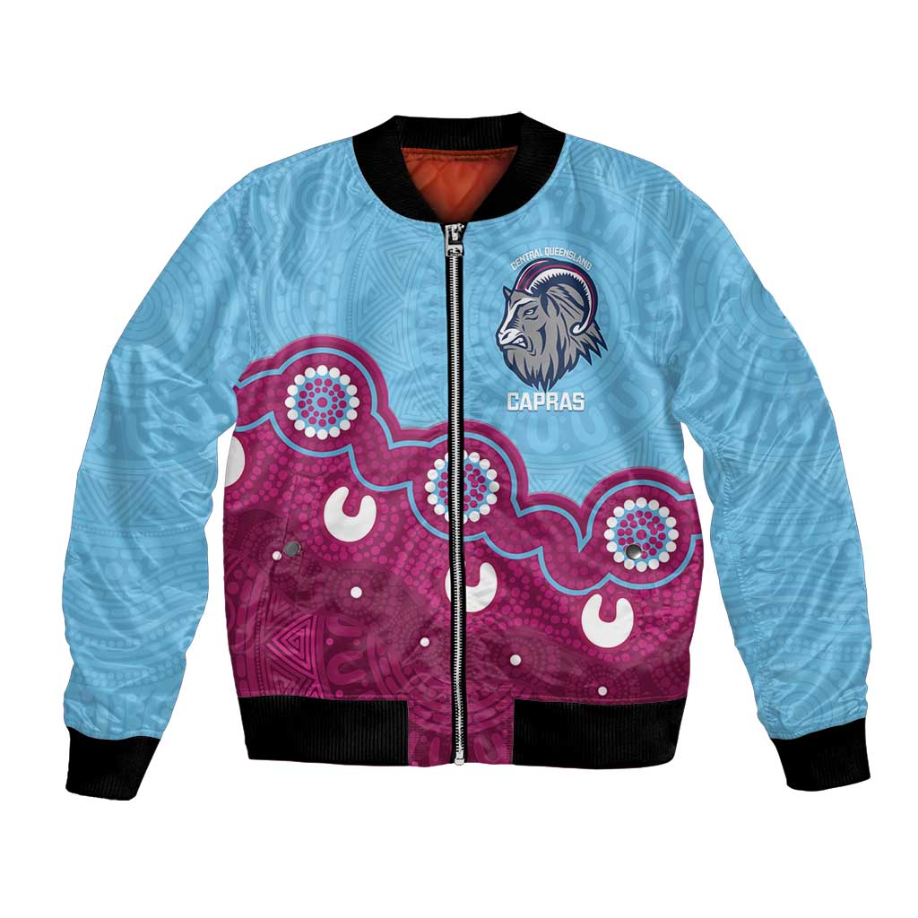 Central Queensland Rugby Custom Bomber Jacket Go Capras Aboriginal Art - Aussie Hoodie