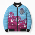 Central Queensland Rugby Custom Bomber Puffer Jacket Go Capras Aboriginal Art - Aussie Hoodie