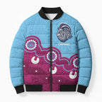 Central Queensland Rugby Custom Bomber Puffer Jacket Go Capras Aboriginal Art - Aussie Hoodie