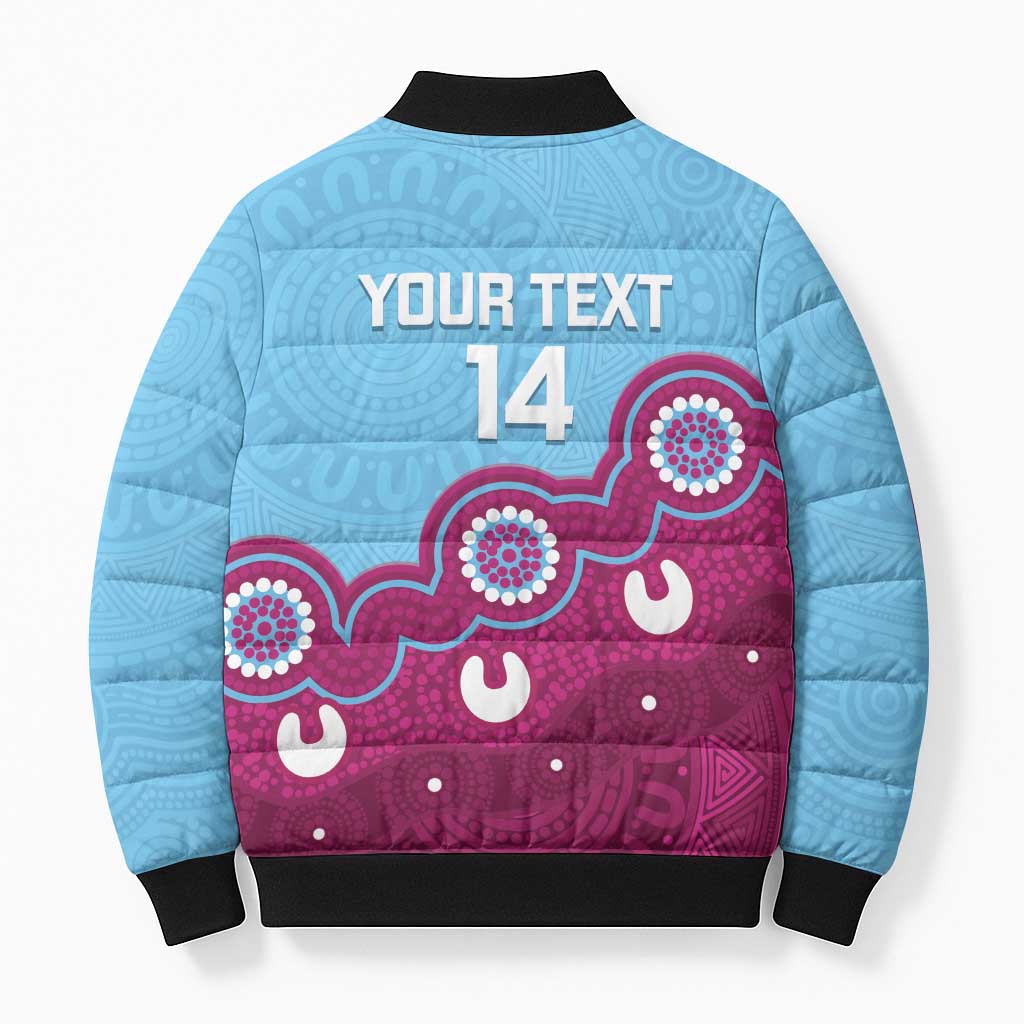 Central Queensland Rugby Custom Bomber Puffer Jacket Go Capras Aboriginal Art - Aussie Hoodie