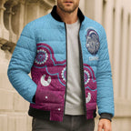 Central Queensland Rugby Custom Bomber Puffer Jacket Go Capras Aboriginal Art - Aussie Hoodie