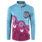 Central Queensland Rugby Custom Button Sweatshirt Go Capras Aboriginal Art - Aussie Hoodie