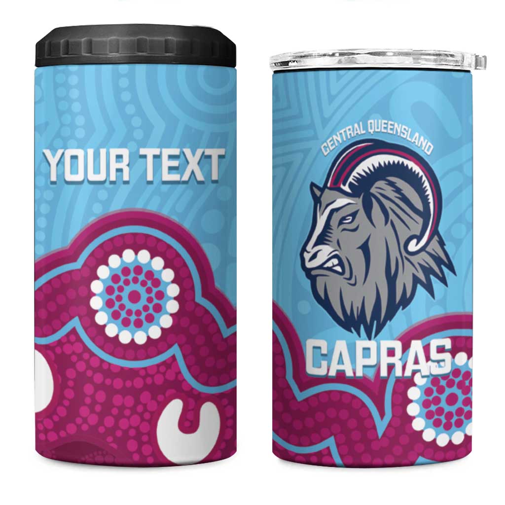 Central Queensland Rugby Custom 4 in 1 Can Cooler Tumbler Go Capras Aboriginal Art - Aussie Hoodie