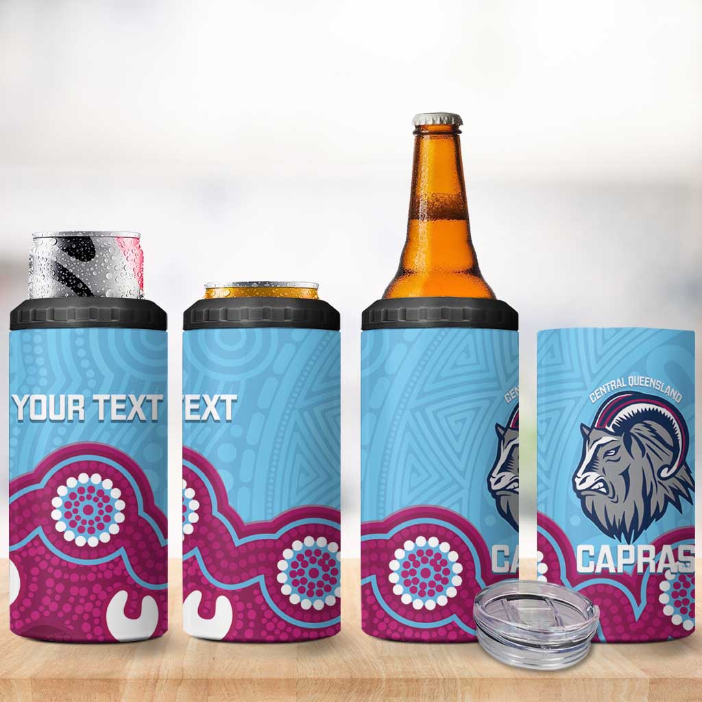 Central Queensland Rugby Custom 4 in 1 Can Cooler Tumbler Go Capras Aboriginal Art - Aussie Hoodie