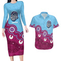 Central Queensland Rugby Custom Couples Matching Long Sleeve Bodycon Dress and Hawaiian Shirt Go Capras Aboriginal Art - Aussie Hoodie