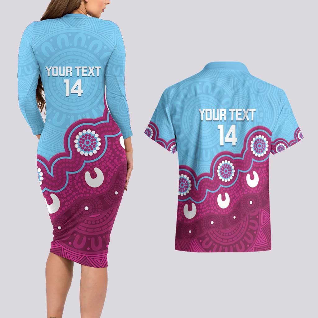 Central Queensland Rugby Custom Couples Matching Long Sleeve Bodycon Dress and Hawaiian Shirt Go Capras Aboriginal Art - Aussie Hoodie