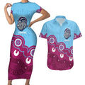 Central Queensland Rugby Custom Couples Matching Short Sleeve Bodycon Dress and Hawaiian Shirt Go Capras Aboriginal Art - Aussie Hoodie