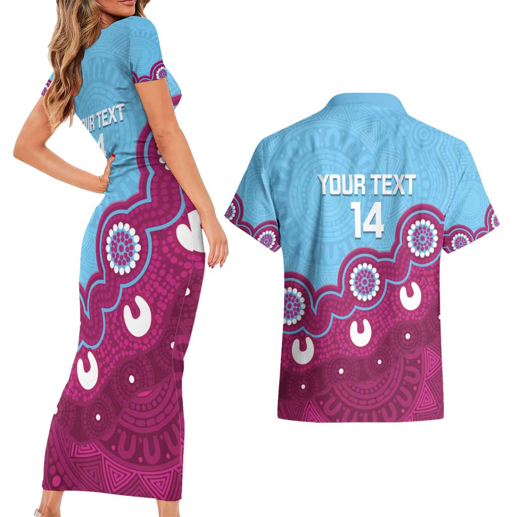 Central Queensland Rugby Custom Couples Matching Short Sleeve Bodycon Dress and Hawaiian Shirt Go Capras Aboriginal Art - Aussie Hoodie