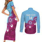 Central Queensland Rugby Custom Couples Matching Short Sleeve Bodycon Dress and Long Sleeve Button Shirt Go Capras Aboriginal Art - Aussie Hoodie