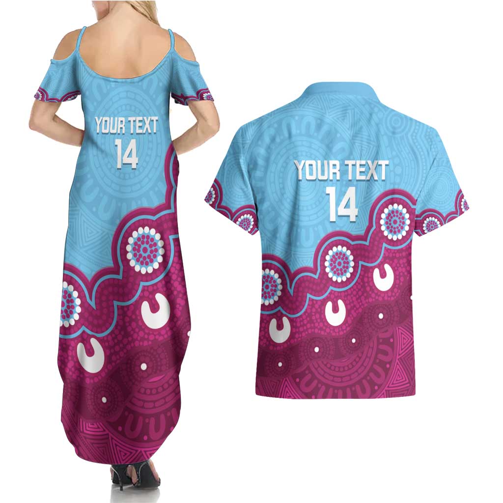 Central Queensland Rugby Custom Couples Matching Summer Maxi Dress and Hawaiian Shirt Go Capras Aboriginal Art - Aussie Hoodie