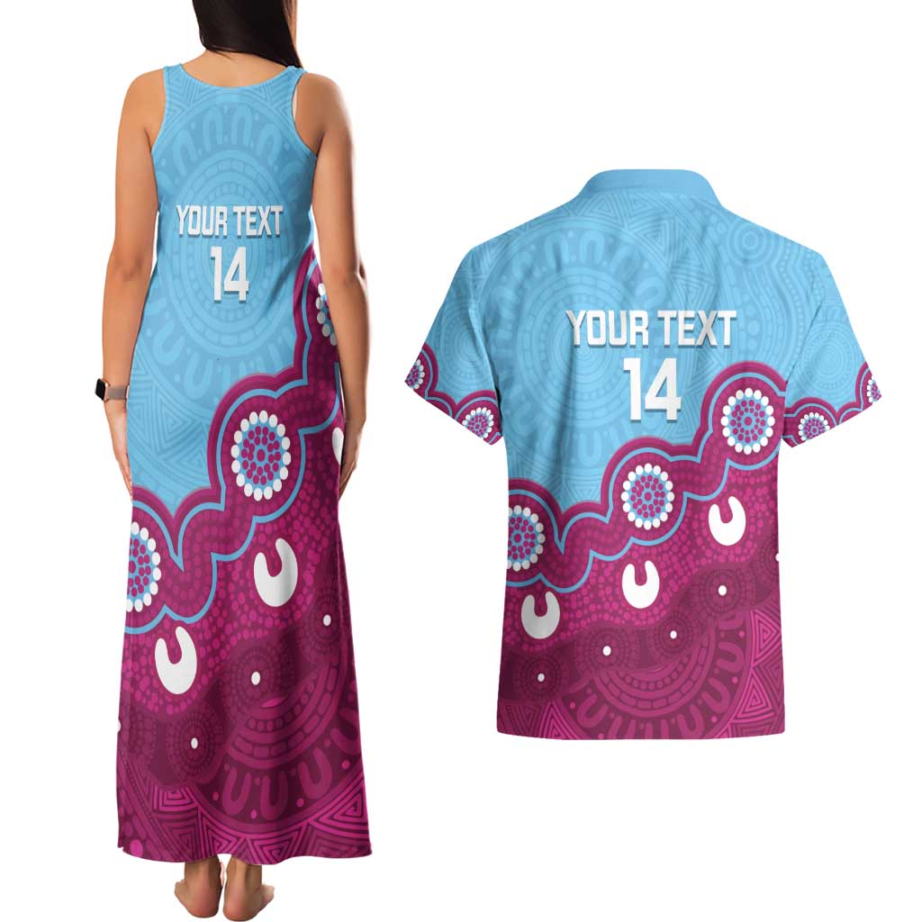Central Queensland Rugby Custom Couples Matching Tank Maxi Dress and Hawaiian Shirt Go Capras Aboriginal Art - Aussie Hoodie