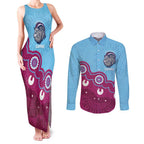 Central Queensland Rugby Custom Couples Matching Tank Maxi Dress and Long Sleeve Button Shirt Go Capras Aboriginal Art - Aussie Hoodie