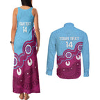 Central Queensland Rugby Custom Couples Matching Tank Maxi Dress and Long Sleeve Button Shirt Go Capras Aboriginal Art - Aussie Hoodie