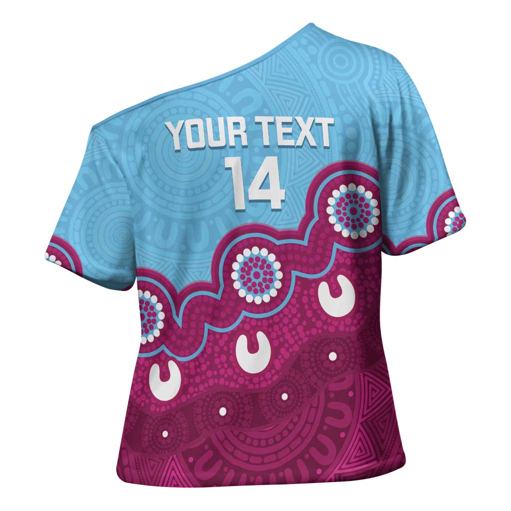 Central Queensland Rugby Custom Cross Shoulder Shirt Go Capras Aboriginal Art - Aussie Hoodie