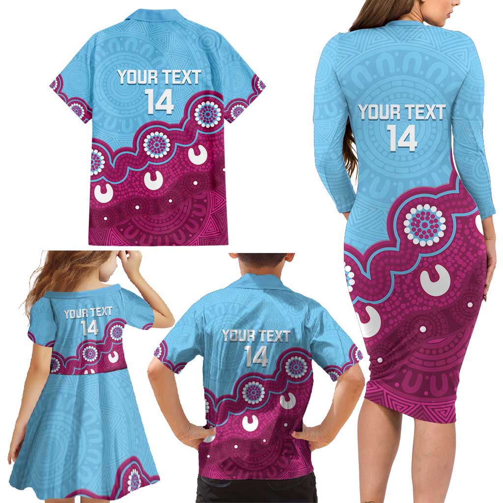 Central Queensland Rugby Custom Family Matching Long Sleeve Bodycon Dress and Hawaiian Shirt Go Capras Aboriginal Art - Aussie Hoodie