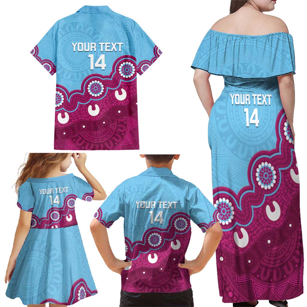 Central Queensland Rugby Custom Family Matching Off Shoulder Maxi Dress and Hawaiian Shirt Go Capras Aboriginal Art - Aussie Hoodie