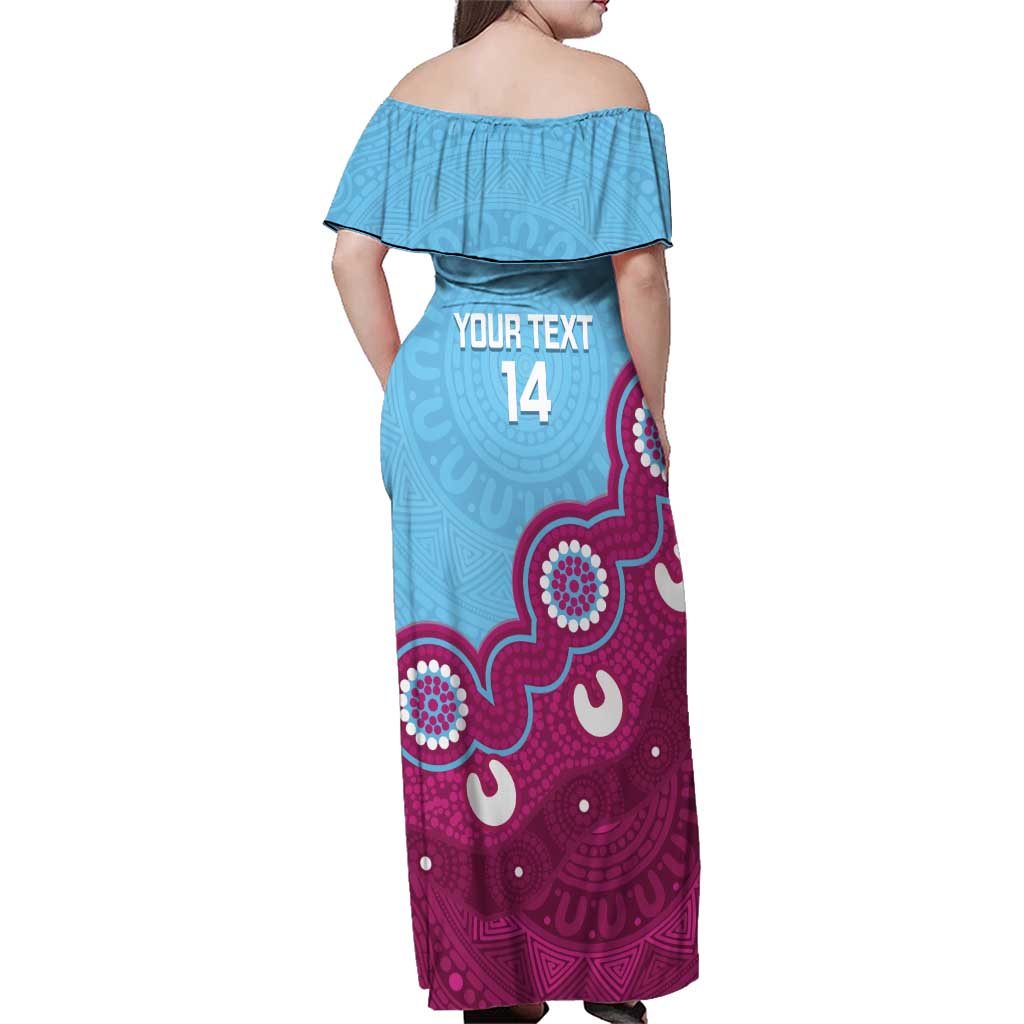 Central Queensland Rugby Custom Family Matching Off Shoulder Maxi Dress and Hawaiian Shirt Go Capras Aboriginal Art - Aussie Hoodie